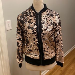 Silence and noise size small rose gold bomber jacket with sequins